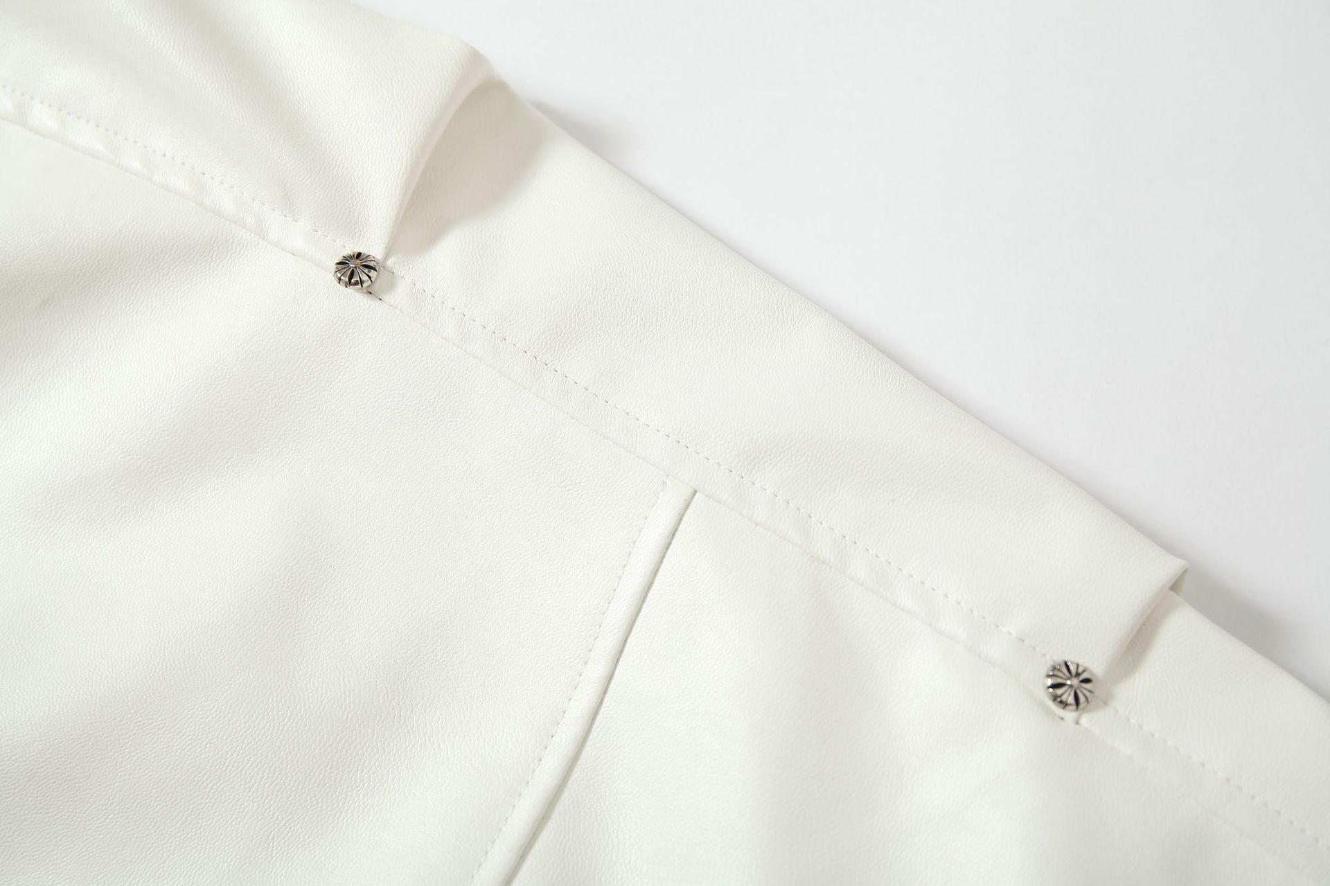 Cross Embroidery Leather Varsity Jacket , - Streetwear - Slick Street