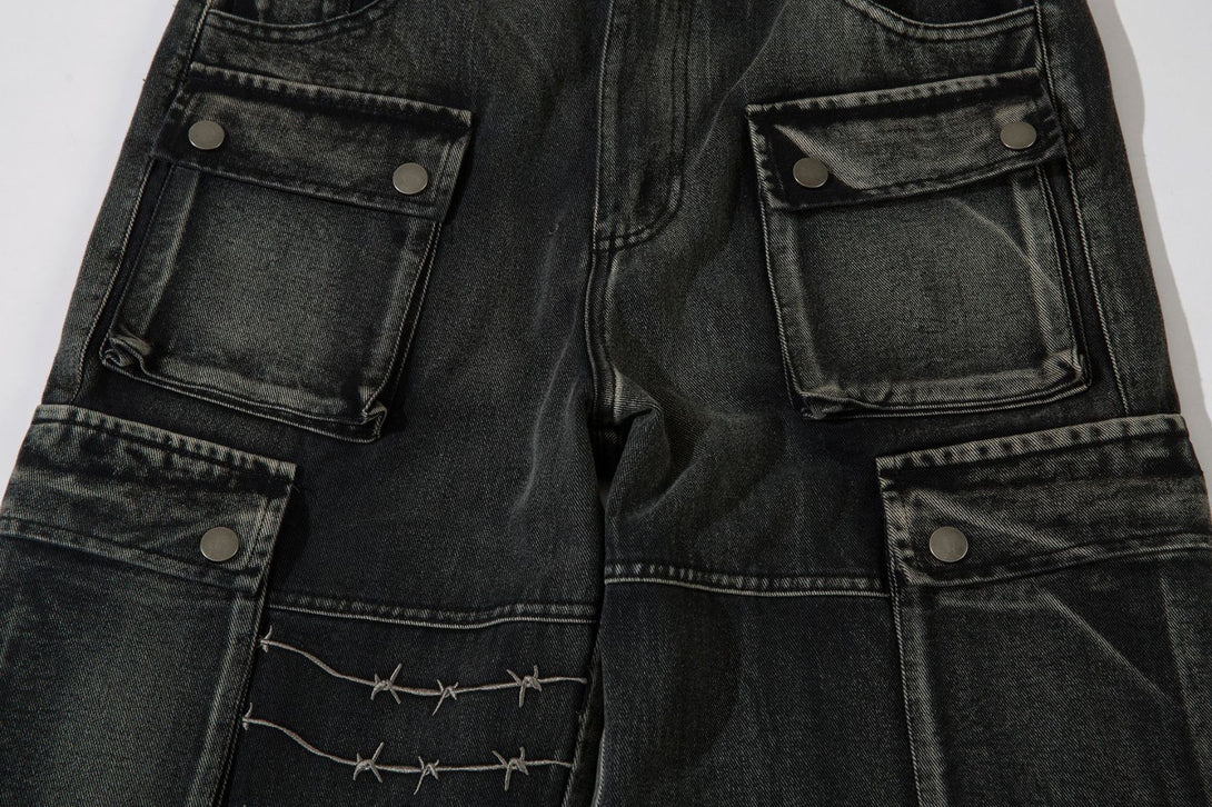 Recked Baggy Wide Leg Denim Jeans , - Streetwear - Slick Street