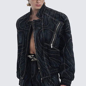 Onyx Denim Bomber Jacket , - Streetwear Jackets - Slick Street