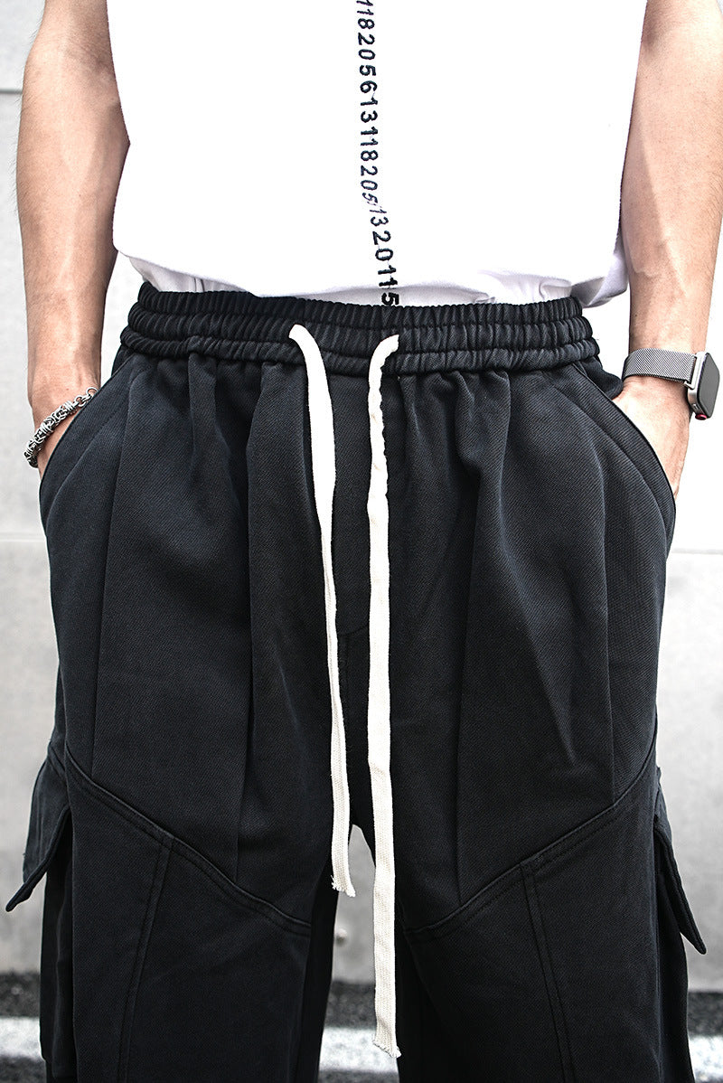 Baggy Cotton Black Cargo Pants , - Streetwear - Slick Street