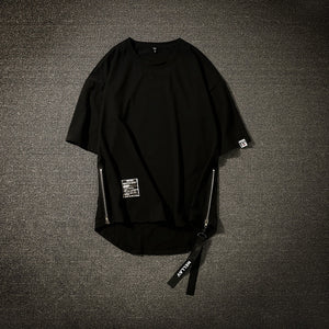 Basic Zip T-Shirt Black, XS - Streetwear T-Shirts - Slick Street