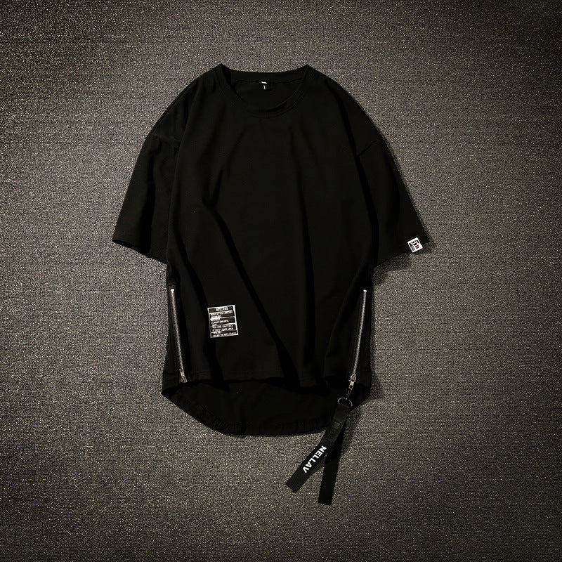 Basic Zip T-Shirt Black, XS - Streetwear T-Shirts - Slick Street