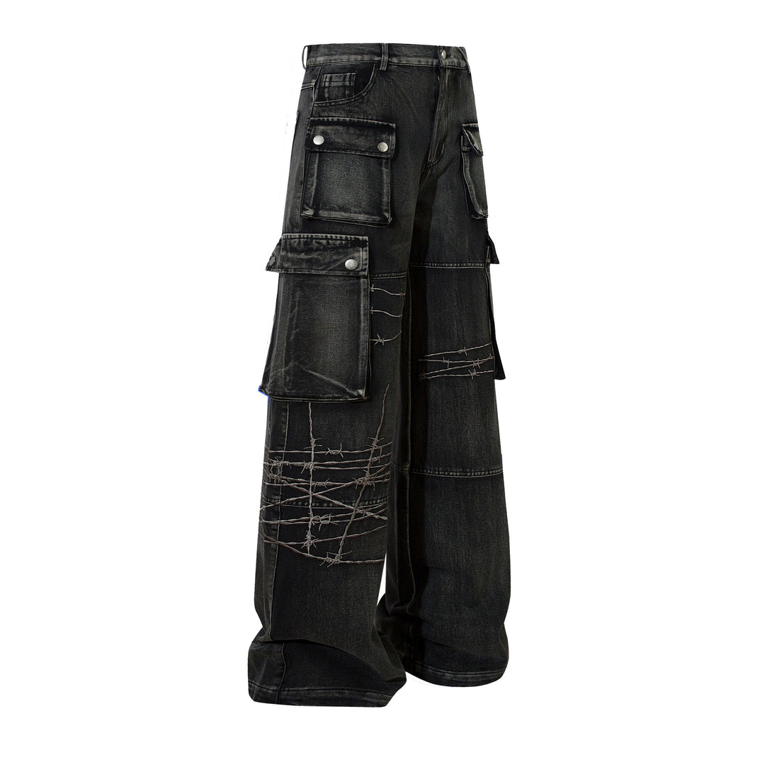 Recked Baggy Wide Leg Denim Jeans Black, XS - Streetwear - Slick Street