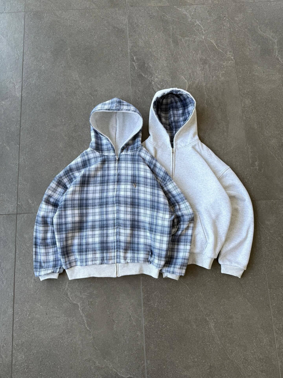 Vee Reversible Plaid Zip Hoodie
