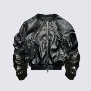 Designer Leather 'Flight' Jacket , - Streetwear Jackets - Slick Street
