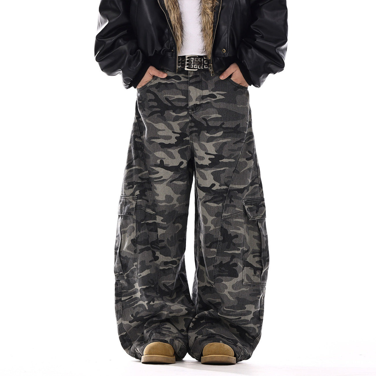 Afterdark Camo Cargo Jeans , - Streetwear Cargo Pants - Slick Street