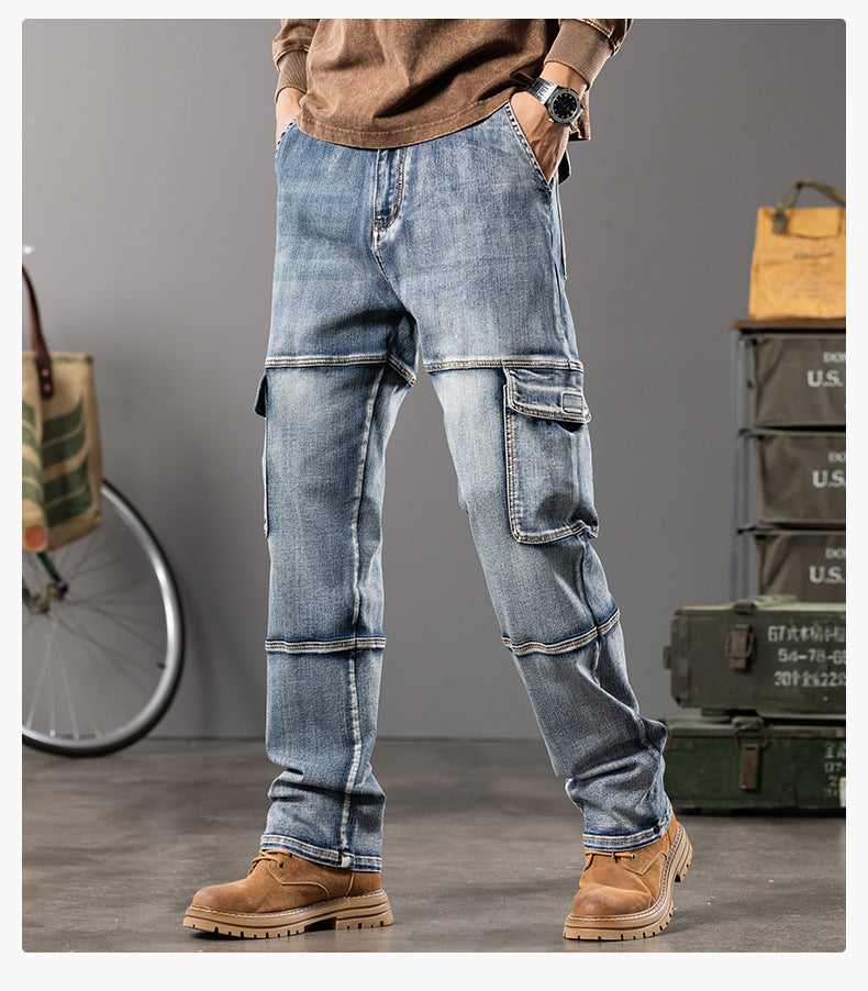 Denim Cargo Pants Jeans , - Streetwear Jeans - Slick Street