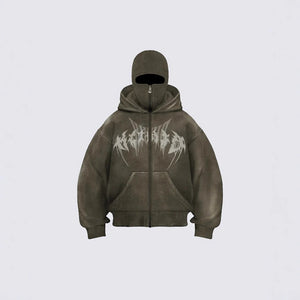 Corrupted Ski Mask Hooded Zip Hoodie , - Streetwear Hoodie - Slick Street