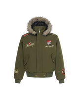 Ares 1985 Fur Hood Bomber Jacket Army Green, S - Streetwear Jacket - Slick Street