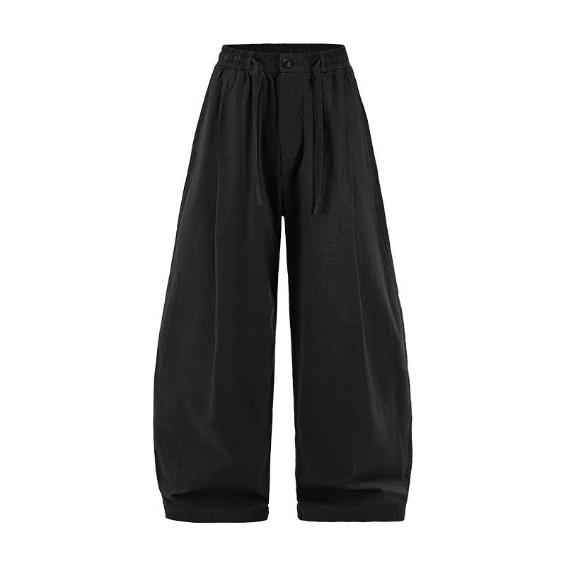 Linen Wide Leg Pants Black, XXS - Streetwear Pants - Slick Street