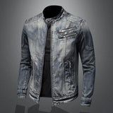 SK1 Denim Biker Jacket Blue, XS - Streetwear Jackets - Slick Street