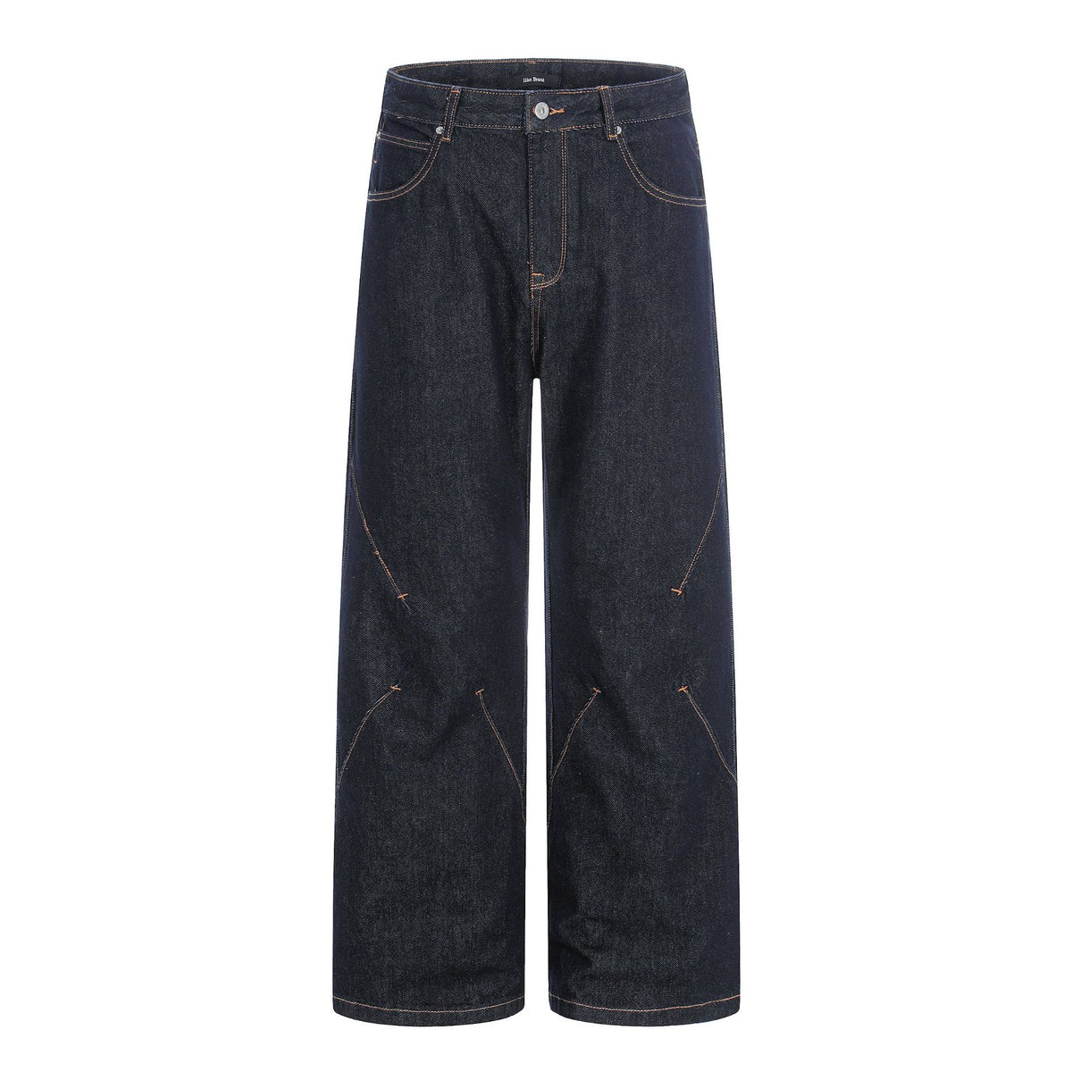 11Kn American Retro Raw Denim Blue Jeans for Men and Women with Visible Stitching, Unique Waist Buckle Design, Slimming, Trendy, Loose Casua