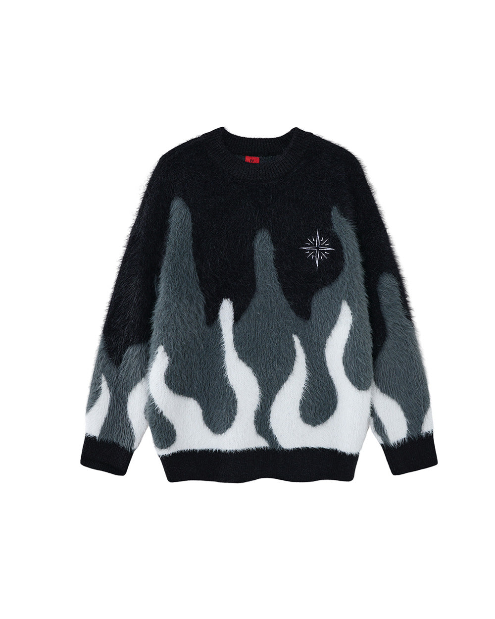 Ash Flame Knit Sweatshirt Black, S - Streetwear Sweatshirt - Slick Street