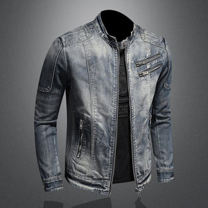 SK1 Denim Biker Jacket , - Streetwear Jackets - Slick Street