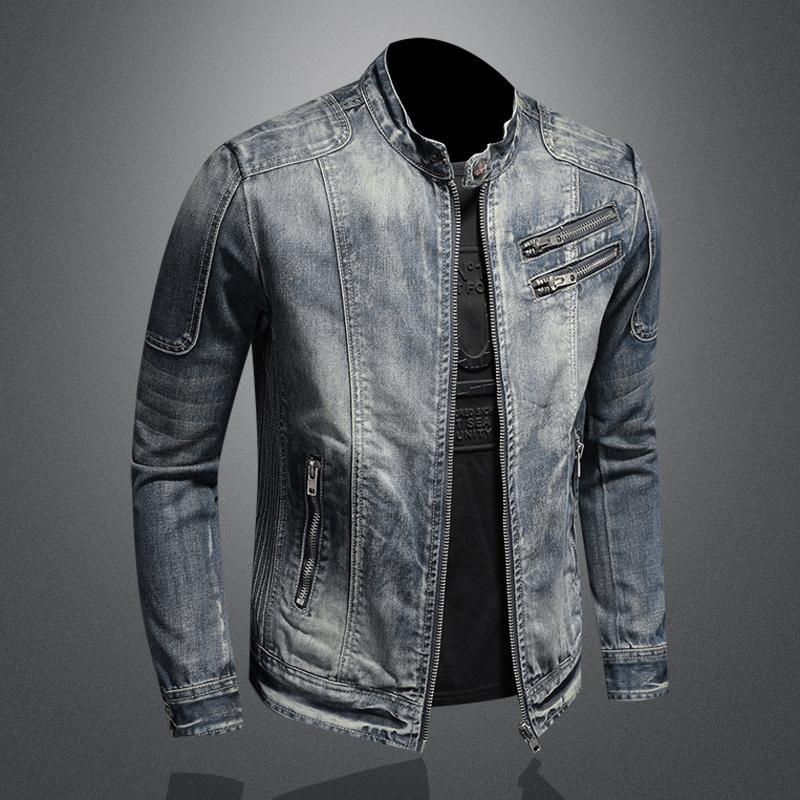 SK1 Denim Biker Jacket , - Streetwear Jackets - Slick Street