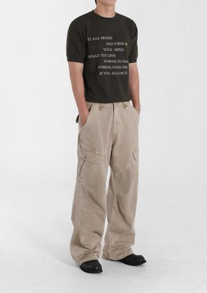 Retro Washed Relaxed Khaki Jeans , - Streetwear Jeans - Slick Street