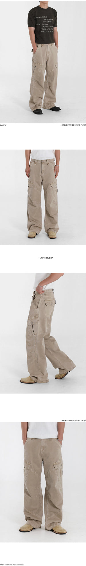 Retro Washed Relaxed Khaki Jeans , - Streetwear Jeans - Slick Street
