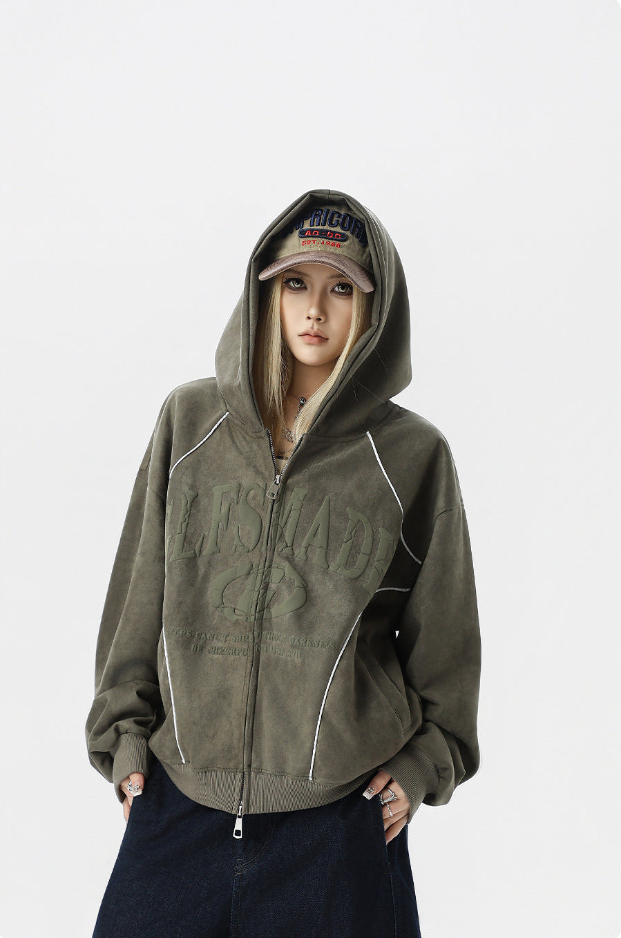 Retro Suede Zip Hoodie , - Streetwear Hoodie - Slick Street