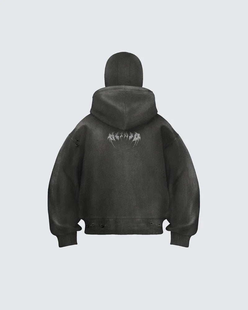 Corrupted Ski Mask Hooded Zip Hoodie , - Streetwear - Slick Street