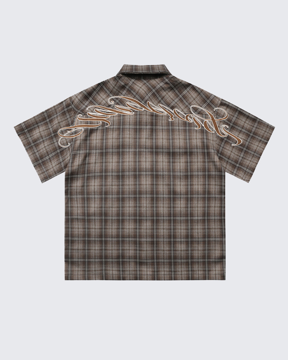 Gothic Embroidered Plaid Short Sleeve Shirt
