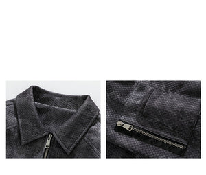 Jacquard Faux Denim Casual Jacket , - Streetwear Jacket - Slick Street