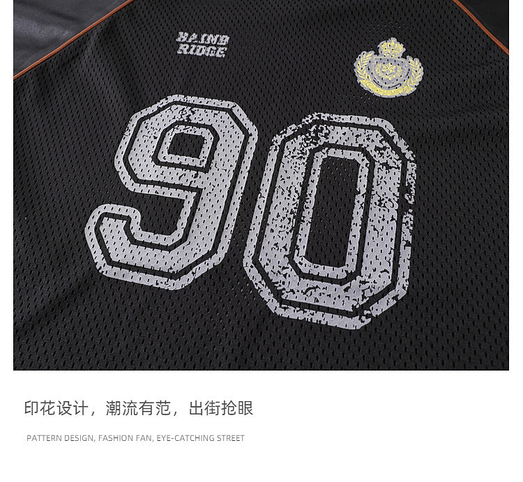 Retro 90's Star Graffiti Mesh Football Tee , - Streetwear T-Shirt - Slick Street