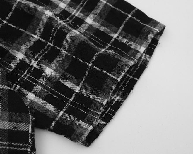 Splatter Print Plaid Shirt , - Streetwear Shirt - Slick Street