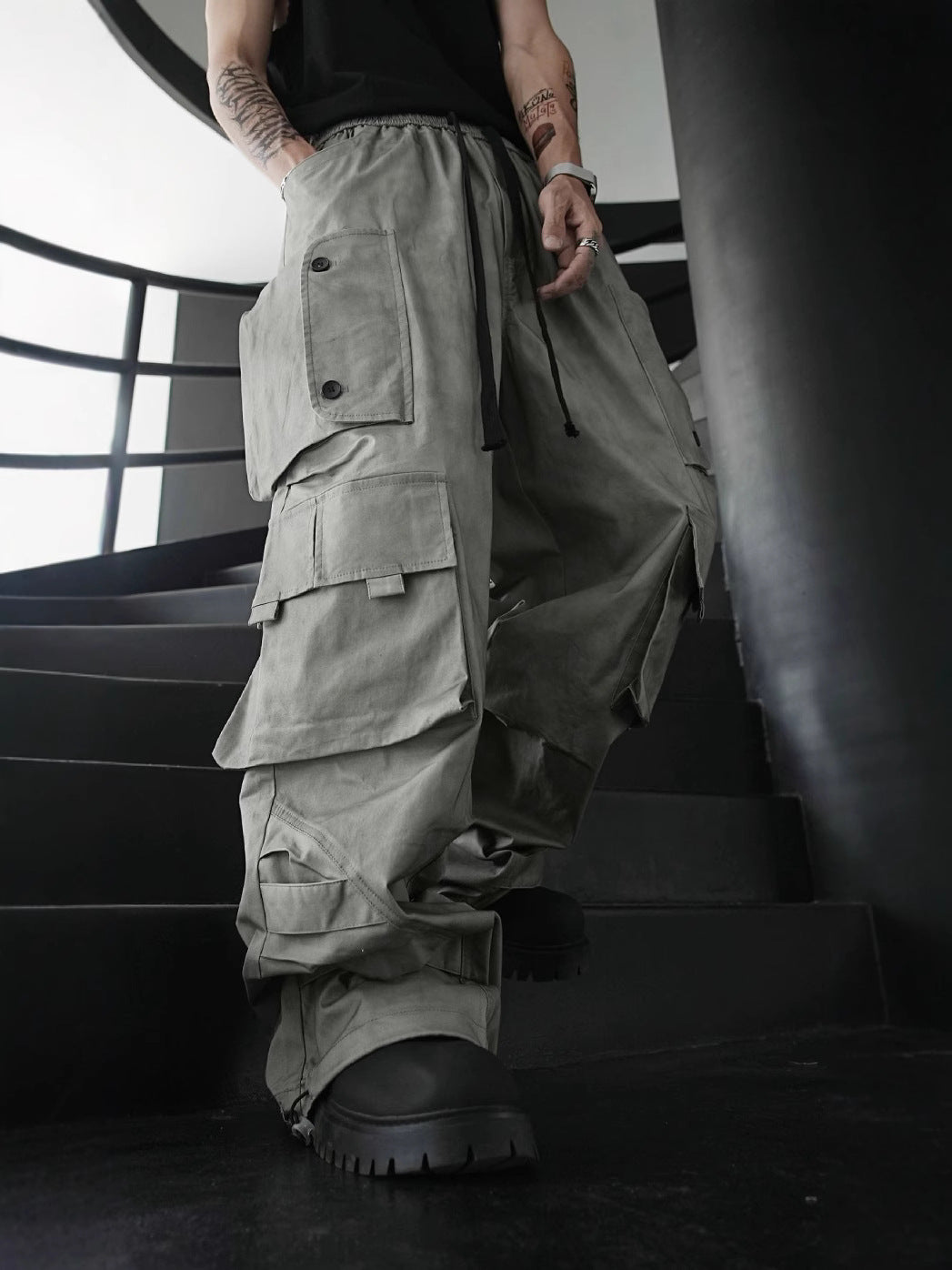 Baggy Lightweight Khaki Cargo Pants , - Streetwear - Slick Street