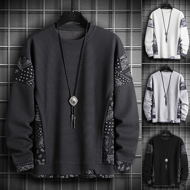 TwoTone Waffle Knit Layered Sweatshirt , - Streetwear Sweatshirts - Slick Street