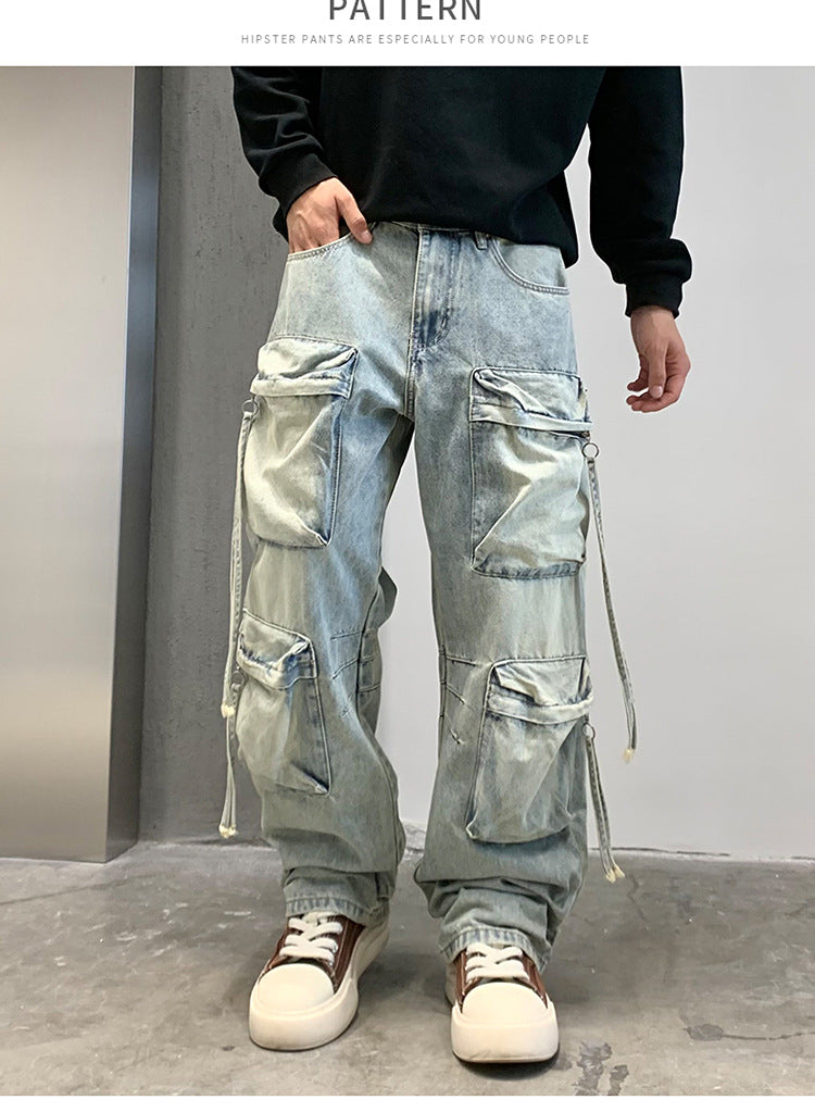 Multi Pocket Sky Blue Cargo Pants , - Streetwear Cargo Pants - Slick Street
