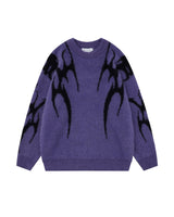 Venn Knit Sweater Purple, S - Streetwear Sweatshirt - Slick Street