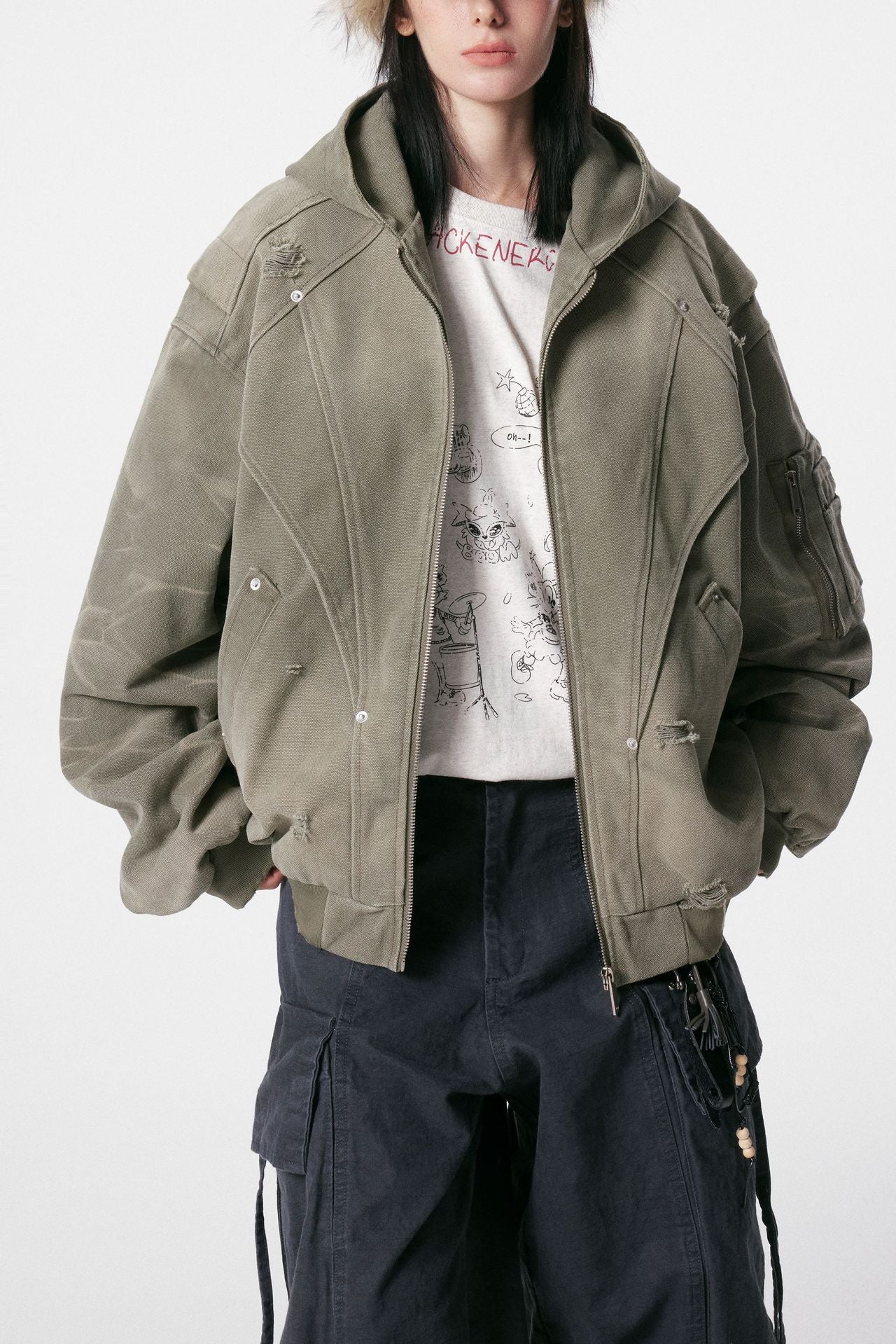 Heavy Washed Distressed Jacket , - Streetwear - Slick Street