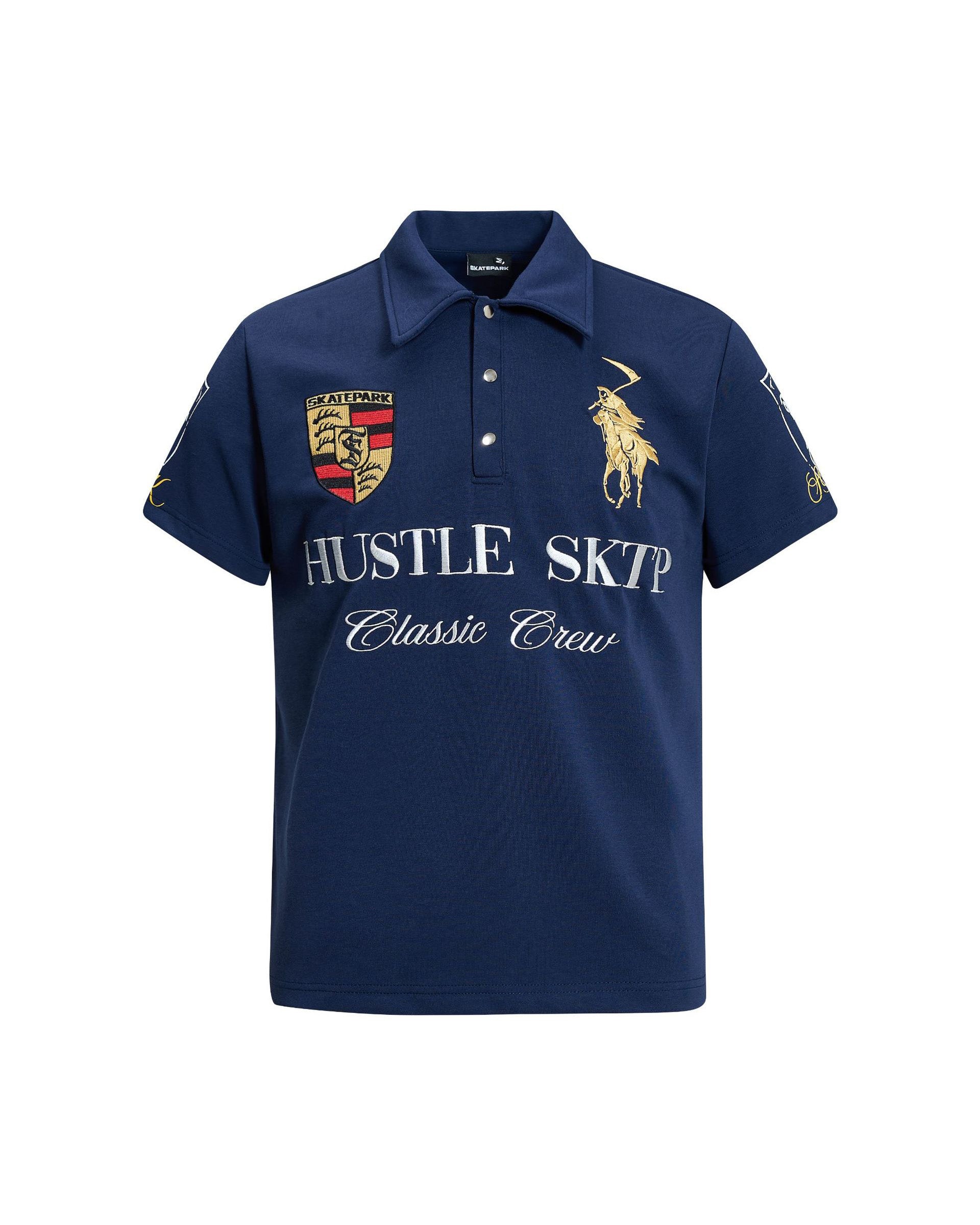 Hustle Jersey Polo Royal blue, XS - Streetwear T-Shirt - Slick Street
