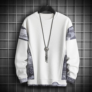 TwoTone Waffle Knit Layered Sweatshirt White, XS - Streetwear Sweatshirts - Slick Street