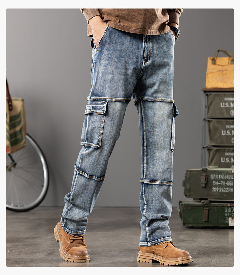 Denim Cargo Pants Jeans , - Streetwear Jeans - Slick Street