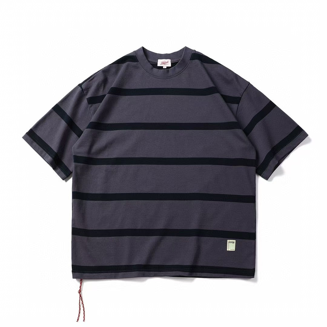Retro Heavyweight Striped Cotton Tee Purple Black Stripes, XXS - Streetwear T-Shirts - Slick Street
