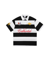 Striped Letter Polo Sports Tee White, M - Streetwear T-Shirt - Slick Street