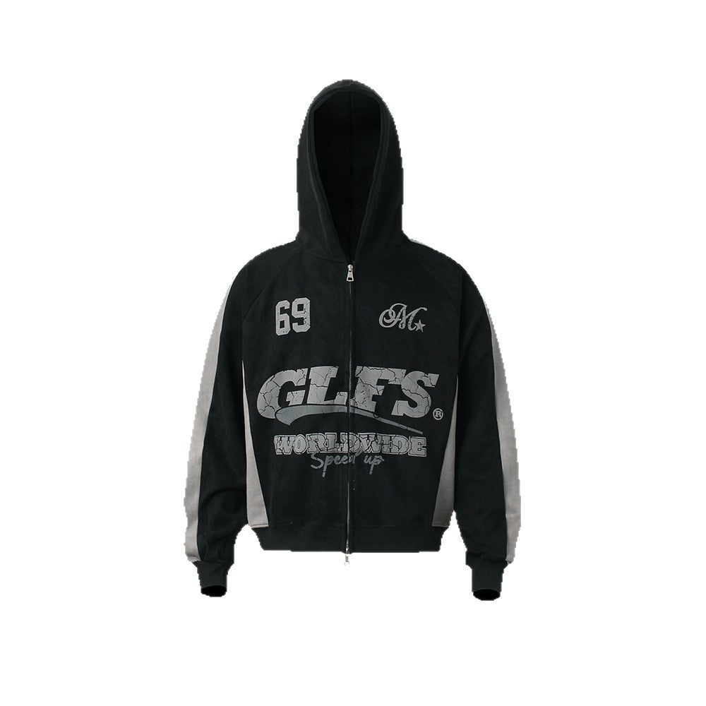 Velocity 69 Zip Hoodie Black, S - Streetwear Hoodie - Slick Street