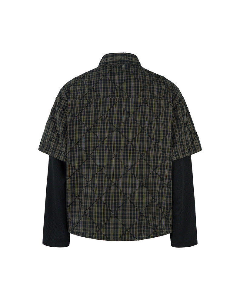 Shadowgrid Quilted Layer Shirt , - Streetwear Shirt - Slick Street