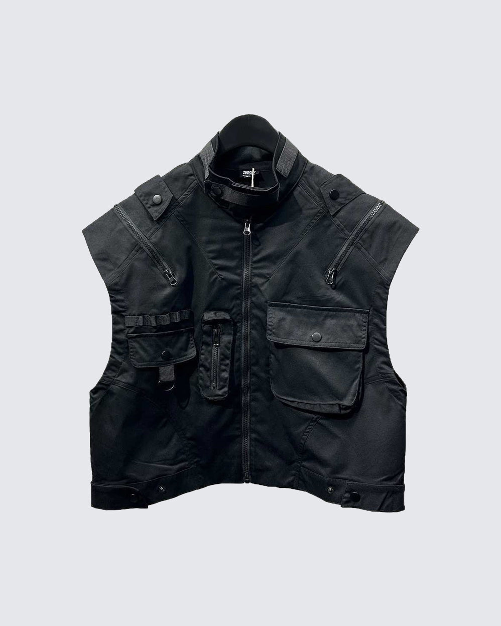 Multi Pocket Black Vest Jacket Black, XS - Streetwear - Slick Street