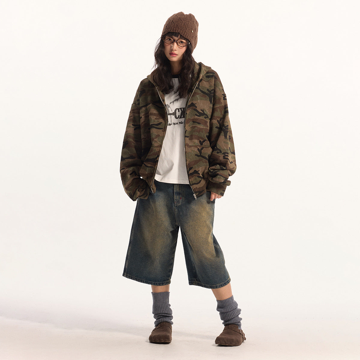 Woodland Camo Zip Hoodie , - Streetwear Hoodie - Slick Street