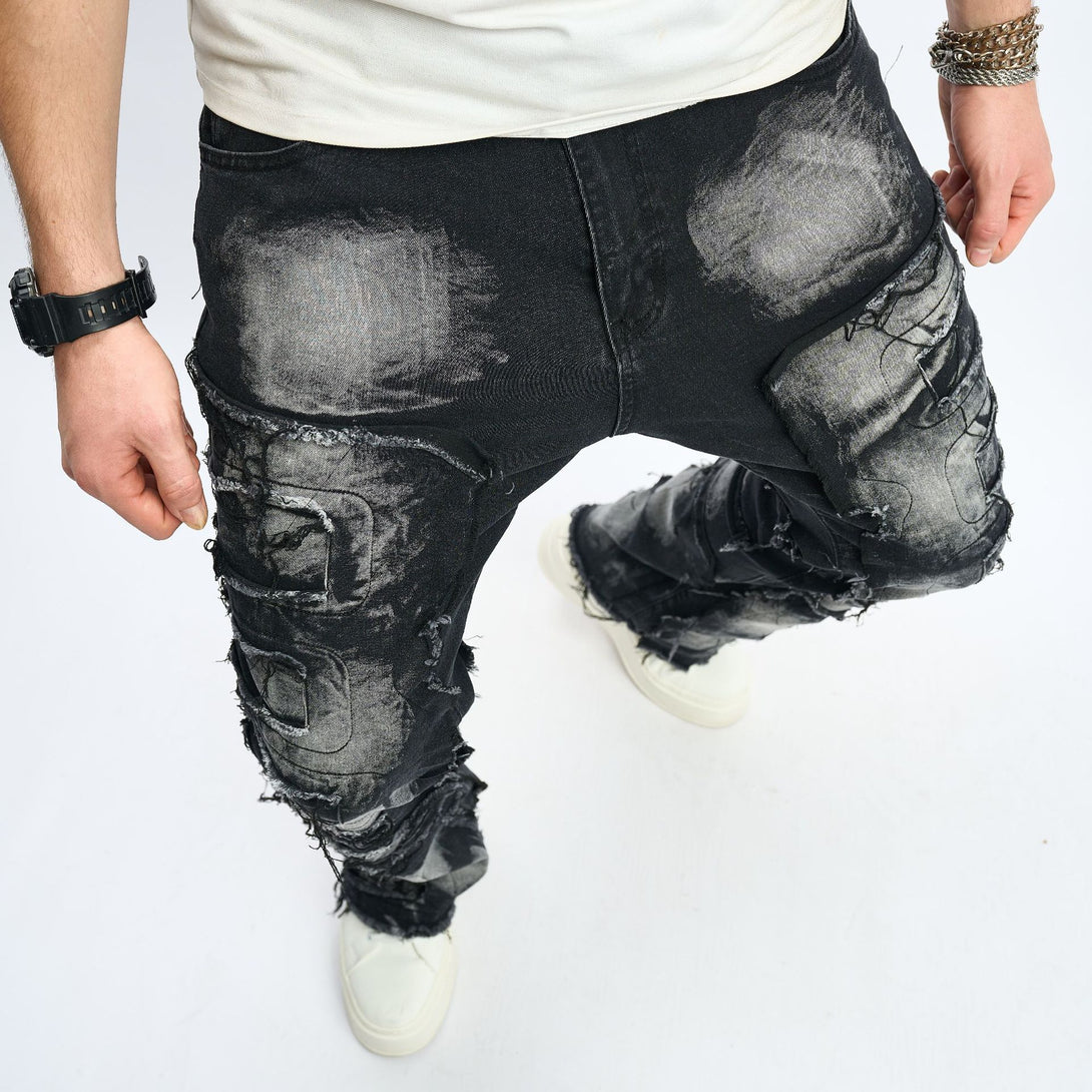 Vintage Washed Black Denim Jeans , - Streetwear - Slick Street