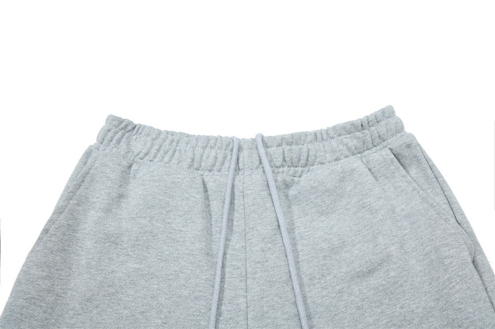 American Retro Men's Pants with Drawstring Embroidery, Solid Color Trendy Brand, Loose Fit, New Versatile Casual Pants for Men