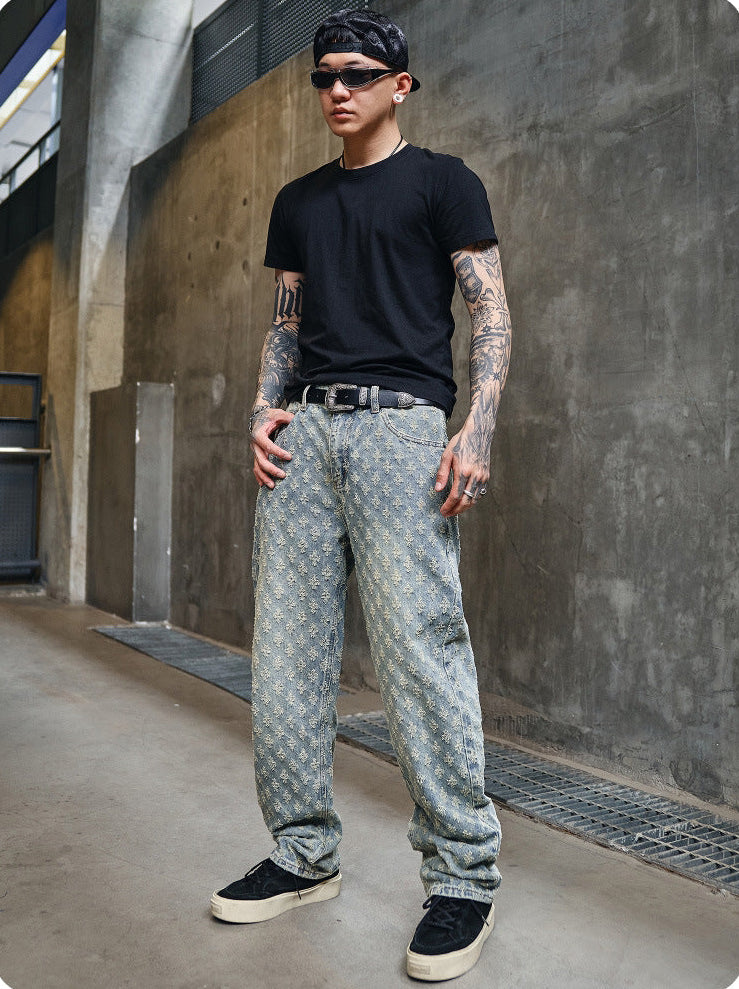 Frostflower Textured Jeans , - Streetwear Jeans - Slick Street