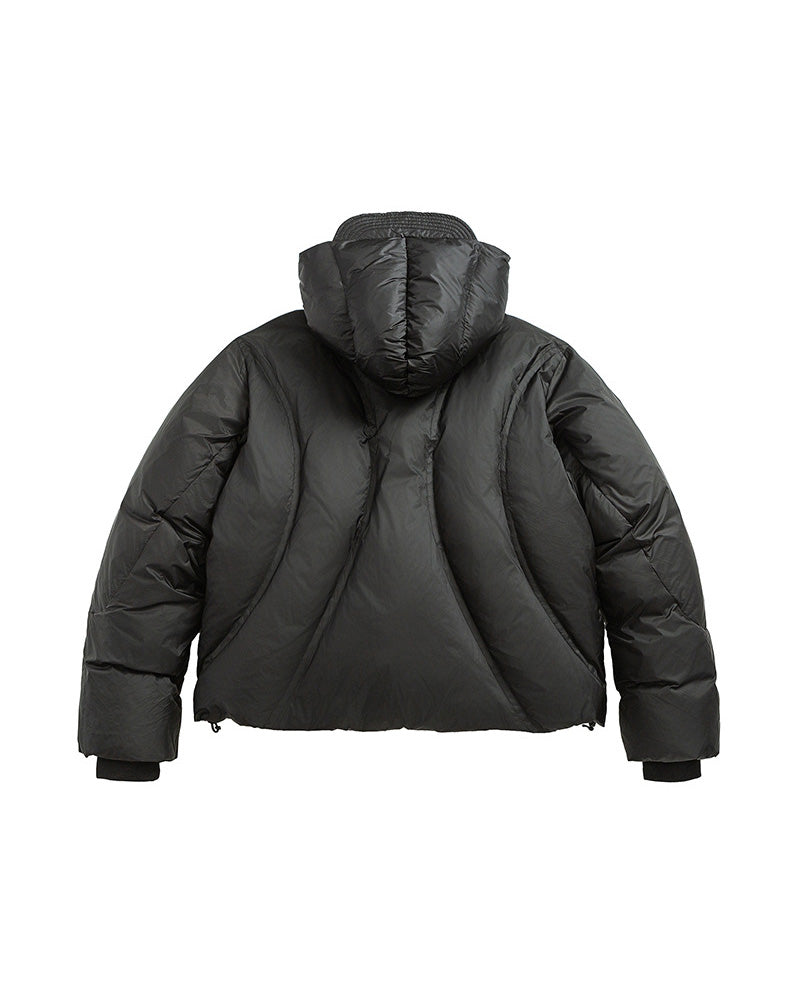 Detachable Hood Zip Puffer Jacket , - Streetwear Jacket - Slick Street