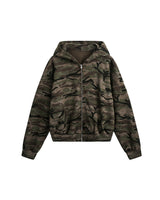 Woodland Camo Zip Hoodie Camouflage Green, S - Streetwear Hoodie - Slick Street
