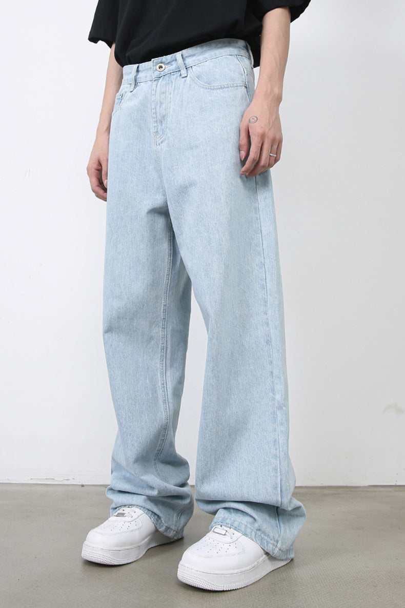 Light Blue Straight Leg Jeans , - Streetwear Jeans - Slick Street