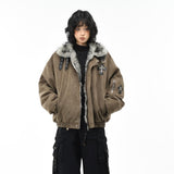 Faux Fur Shearling Cross Jacket Brown, XS - Streetwear Jacket - Slick Street