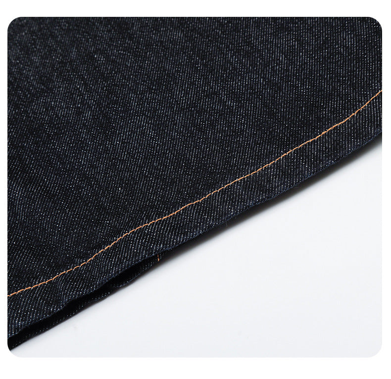 11Kn American Retro Raw Denim Blue Jeans for Men and Women with Visible Stitching, Unique Waist Buckle Design, Slimming, Trendy, Loose Casua
