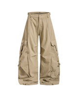 Kova Wide-Leg Cargos Khaki, XS - Streetwear Cargo Pants - Slick Street